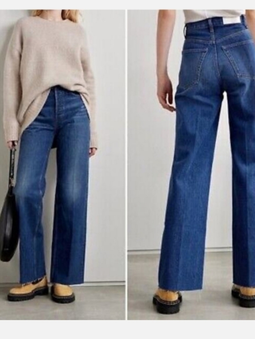 Re/Done Dark rinse denim high rise wide leg jeans - Size 27